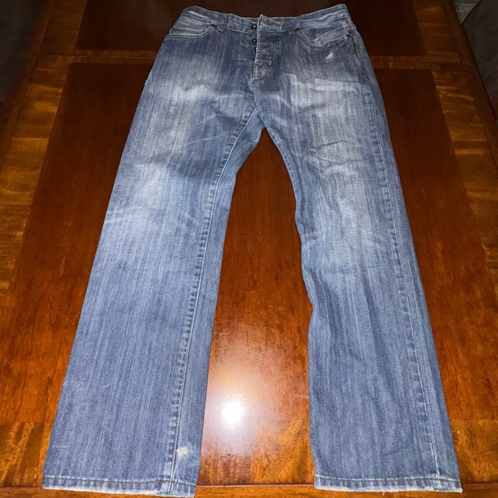Zoo York Skull Crossbones Baggy Denim Jeans Y2K Skate Distressed 32